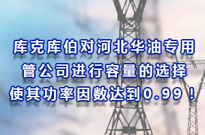 庫克庫伯對河北華油專用管公司進行容量的選擇，使其功率因數達到0.99！